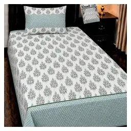 Khadi Mint Damask Pure Cotton 4-Piece Single Bedsheet Set