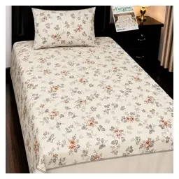 Khadi Ivory Ditsy Floral Pure Cotton 4-Piece Single Bedsheet Set