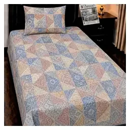 Nishat Pastel Geometric Pure Cotton 4-Piece Single Bedsheet Set